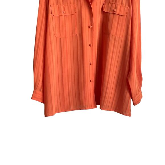 Liz Baker Women Tunic Top 22W Orange Button Up Career Workwear Modern Flowy - Picture 4 of 10
